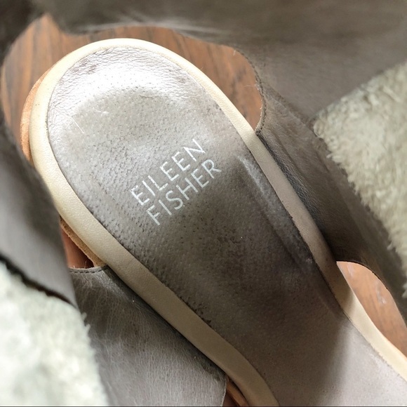 Eileen Fisher • Arts Ankle-Cuff Sandal stone beige wrap heel washed leather - Picture 7 of 15